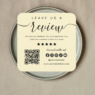 Leave Us A Review Qr Code Social Media Logo Groovy Square Business Card