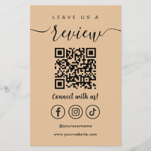 Leave Us A Review Qr Code Social Media Logo Rustic Flyer