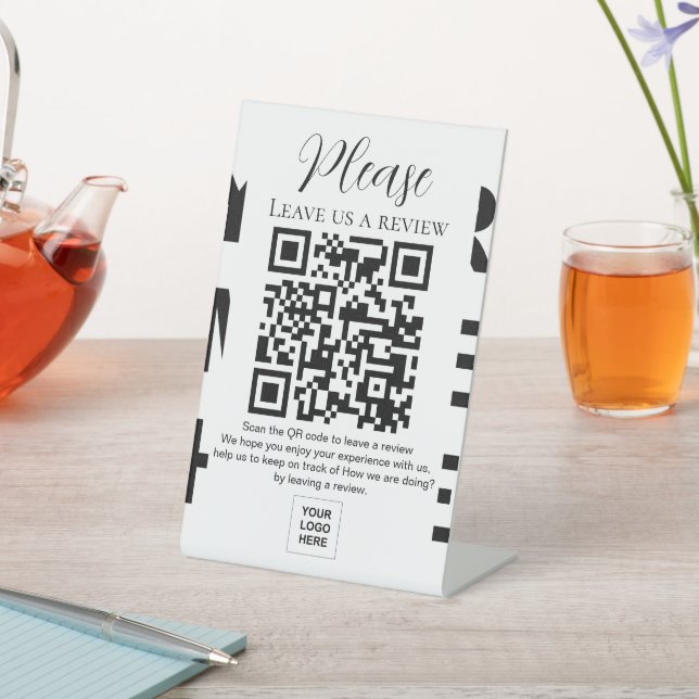 Leave us a Review QR code with your own background Pedestal Sign (In SItu)