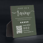 Leave Us A Review Social Media Logo Forest Green Plaque<br><div class="desc">Leave Us A Review Social Media Qr Code Logo Forest Green</div>