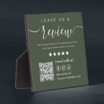 Leave Us A Review Social Media Logo Forest Green Plaque<br><div class="desc">Leave Us A Review Social Media Qr Code Logo Forest Green</div>