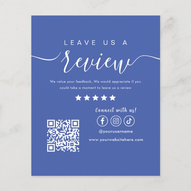 Leave Us A Review Social Media Logo Trendy Blue Flyer (Front)