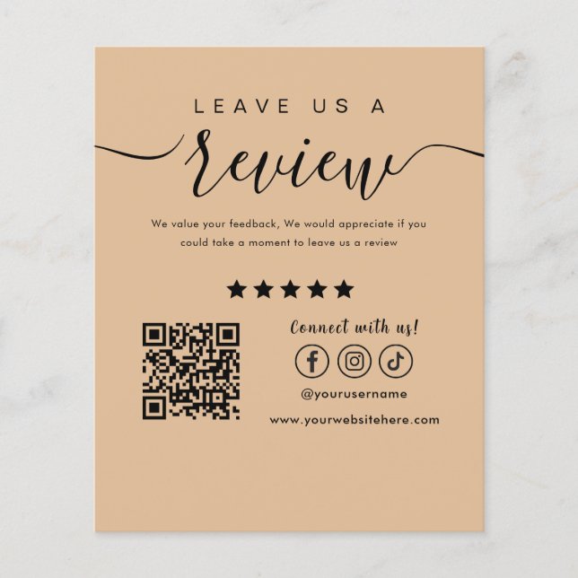 Leave Us A Review Social Media Logo Trendy Rustic Flyer (Front)