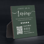 Leave Us A Review Social Media Qr Code Dark Green Plaque<br><div class="desc">Leave Us A Review Social Media Qr Code Logo Dark Green</div>