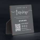 Leave Us A Review Social Media Qr Code Dark Grey Plaque<br><div class="desc">Leave Us A Review Social Media Qr Code Logo Dark Grey</div>