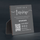Leave Us A Review Social Media Qr Code Dark Grey Plaque<br><div class="desc">Leave Us A Review Social Media Qr Code Logo Dark Grey</div>
