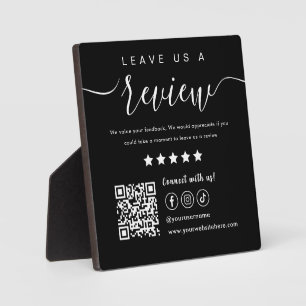 Leave Us A Review Social Media Qr Code Logo Black Plaque