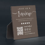 Leave Us A Review Social Media Qr Code Logo Brown Plaque<br><div class="desc">Leave Us A Review Social Media Qr Code Logo Brown</div>
