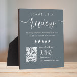 Leave Us A Review Social Media Qr Code Logo Navy Plaque<br><div class="desc">Leave Us A Review Social Media Qr Code Logo Navy</div>