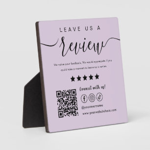Leave Us A Review Social Media Qr Code Logo Purple Plaque