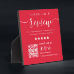 Leave Us A Review Social Media Qr Code Logo Red Plaque<br><div class="desc">Leave Us A Review Social Media Qr Code Logo Red</div>