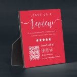 Leave Us A Review Social Media Qr Code Logo Red Plaque<br><div class="desc">Leave Us A Review Social Media Qr Code Logo Red</div>