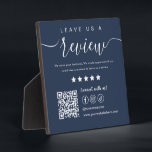Leave Us A Review Social Media Qr Code Navy Blue Plaque<br><div class="desc">Leave Us A Review Social Media Qr Code Logo Navy Blue</div>