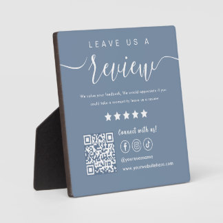 Leave Us A Review Social Media Qr Code Periwinkle Plaque