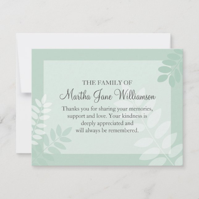 LeaveGreen Funeral Note Card Flat Bereavement Note (Front)
