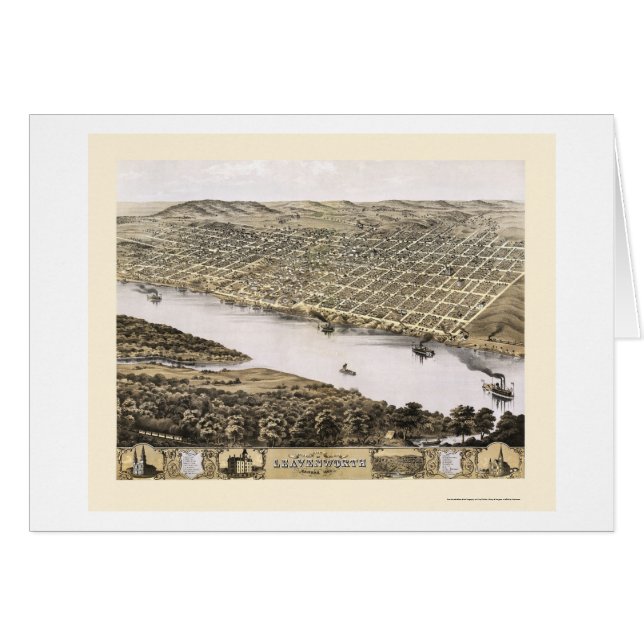 Leavenworth, carte panoramique de KS - 1869 (Devant horizontal)