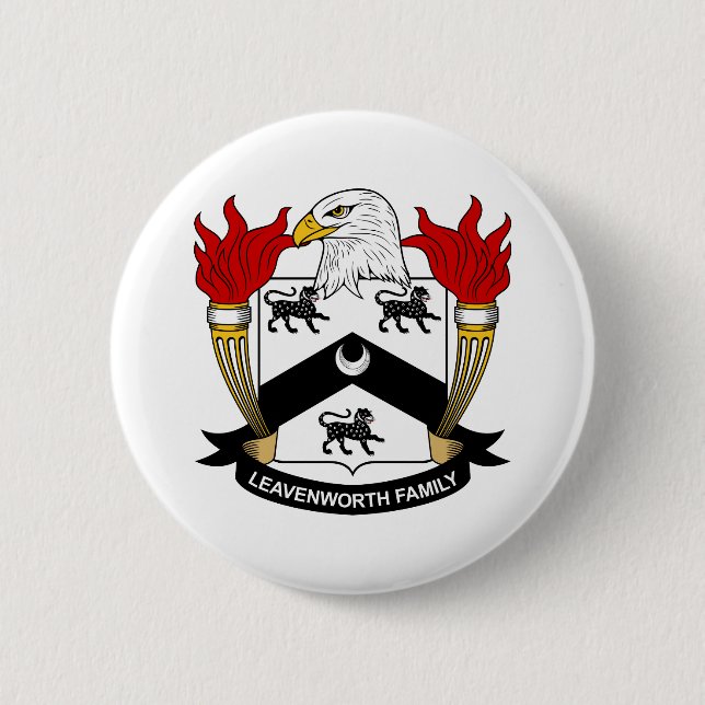Leavenworth Family Crest 2 Inch Round Button (Front)