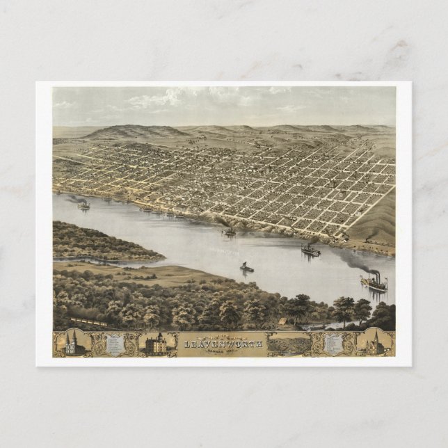 Leavenworth Kansas - Carte historique (Devant)