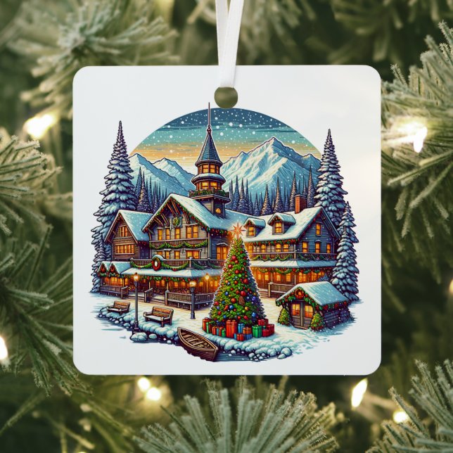 Leavenworth, Washington at Christmas Time Metal Ornament (Insitu)