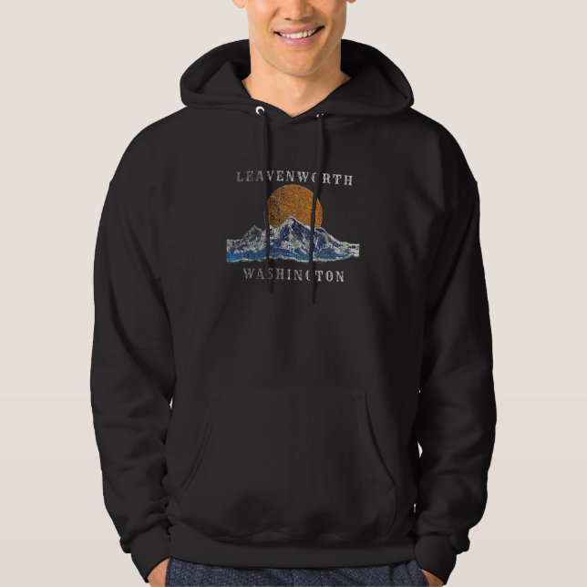 Leavenworth Washington Mountain Sunset Scene Hoodie (Front)