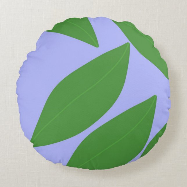 leaves abstract art round pillow (Front)