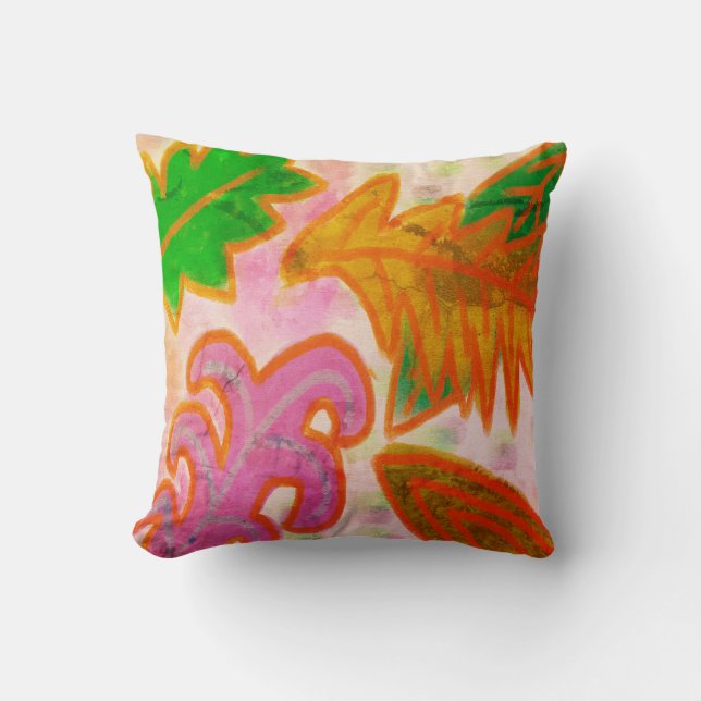 Leaves Abstract Art Throw Pillow (Front)