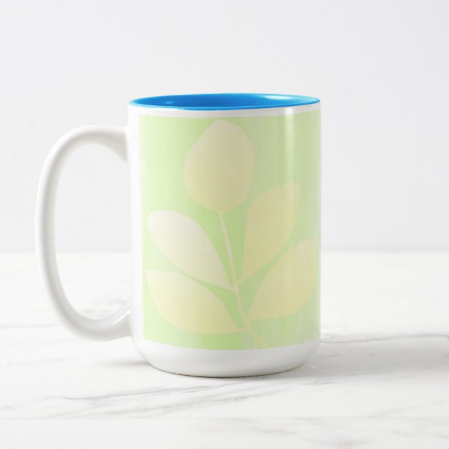 leaves abstract art Two-Tone coffee mug (Left)
