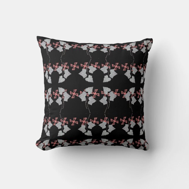 Leaves And Asterisks Black  Throw Pillow (Front)