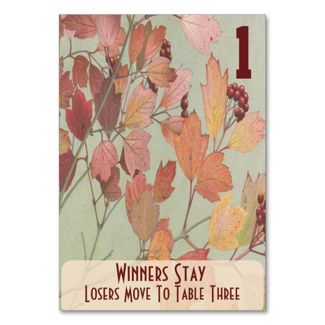 Leaves and Berries Bunco #1 Table Number (Front)