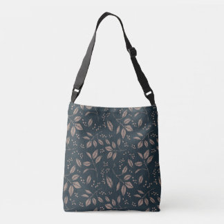 Leaves and Berries - Dark Brown, Tan Scarf Crossbody Bag