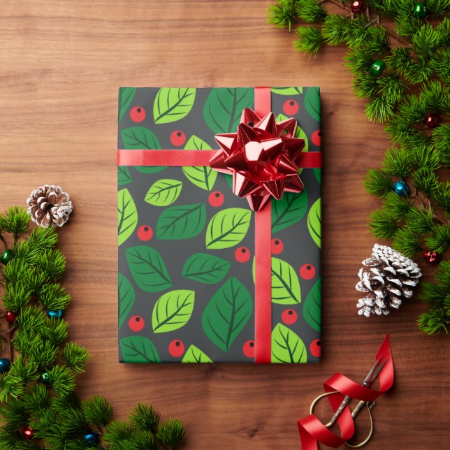 "Leaves and Berries" Pattern Wrapping Paper (Holiday Gift)