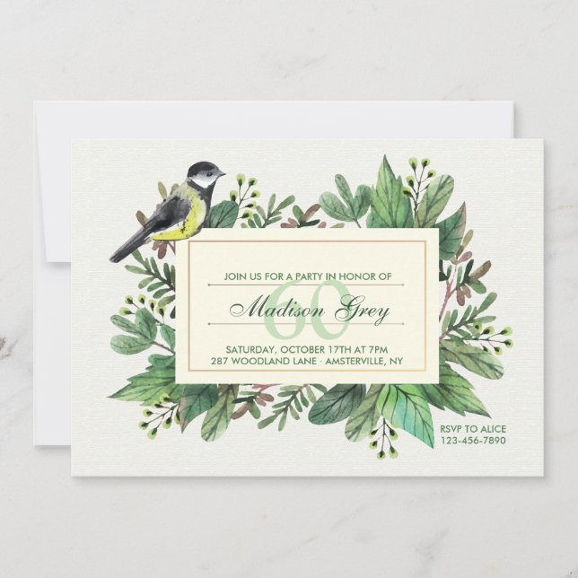 Leaves and Bird Invitation (Front)