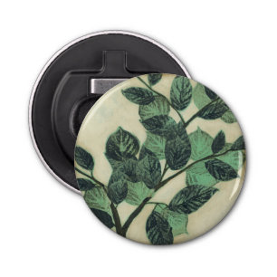 Leaves and Branches on Cream Background Bottle Opener