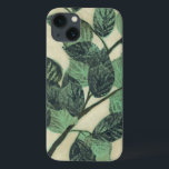 Leaves and Branches on Cream Background iPhone 13 Case<br><div class="desc">Vibrant green leaves and branches rest on a cream background in this print by Jennifer Goldberger. As the season change the colours on these leaves stay the same,  bringing a little consistency into your life.</div>