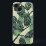 Leaves and Branches on Cream Background iPhone 13 Case<br><div class="desc">Vibrant green leaves and branches rest on a cream background in this print by Jennifer Goldberger. As the season change the colours on these leaves stay the same,  bringing a little consistency into your life.</div>