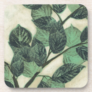 Leaves and Branches on Cream Background Coaster