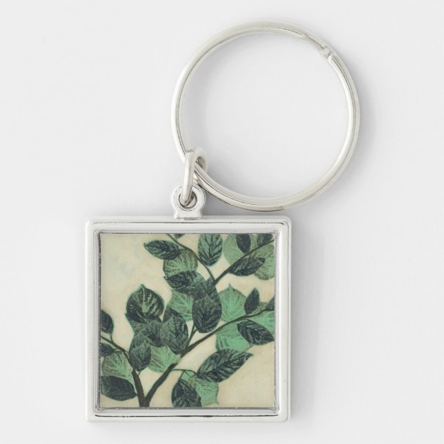 Leaves and Branches on Cream Background Keychain (Front)