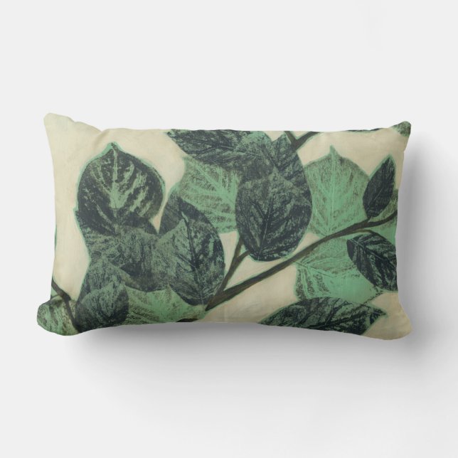 Leaves and Branches on Cream Background Lumbar Pillow (Front)