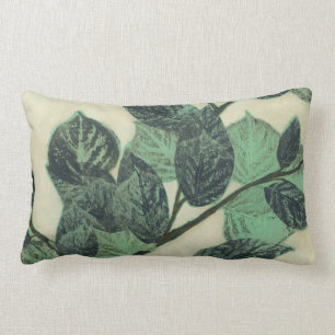 Leaves and Branches on Cream Background Lumbar Pillow
