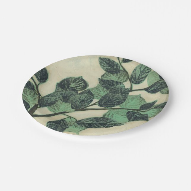 Leaves and Branches on Cream Background Paper Plate (Angled)
