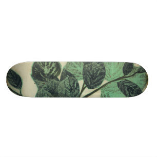 Leaves and Branches on Cream Background Skateboard