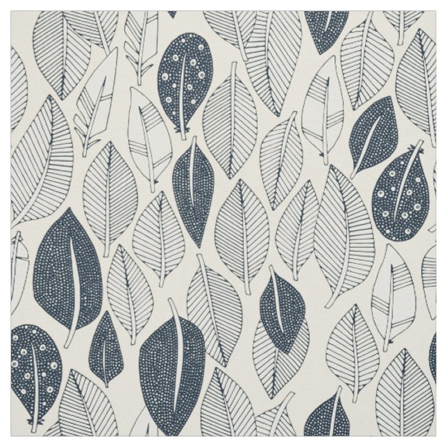 leaves and feathers cream fabric (Swatch)
