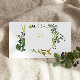 Leaves and flower wreath, border table number place card