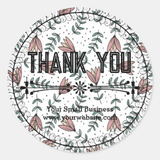 Leaves and flowers CUSTOM Thank You stickers