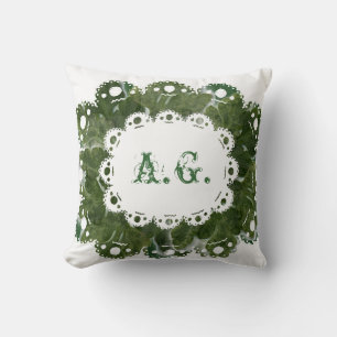 Leaves and Lace Monogramm Pillow