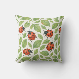 Leaves and Ladybugs Throw Pillow
