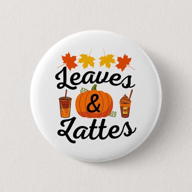 Leaves And Latte Fall Autumn 2 Inch Round Button (Front)