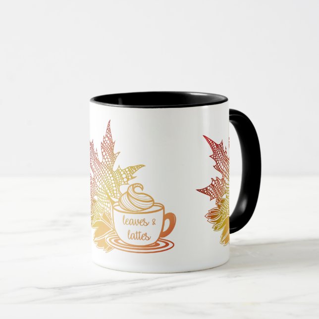 Leaves and Lattes Fall Coffee Mug (Front Right)