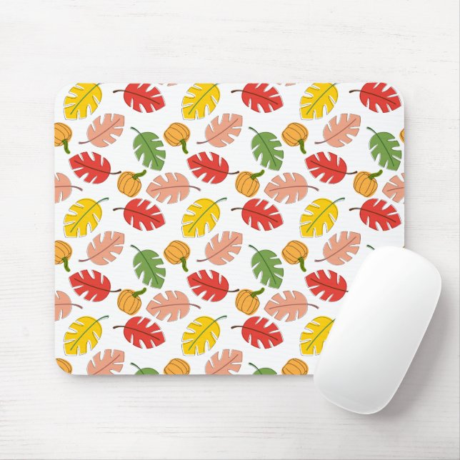 Leaves and Pumpkins Mouse Pad (With Mouse)