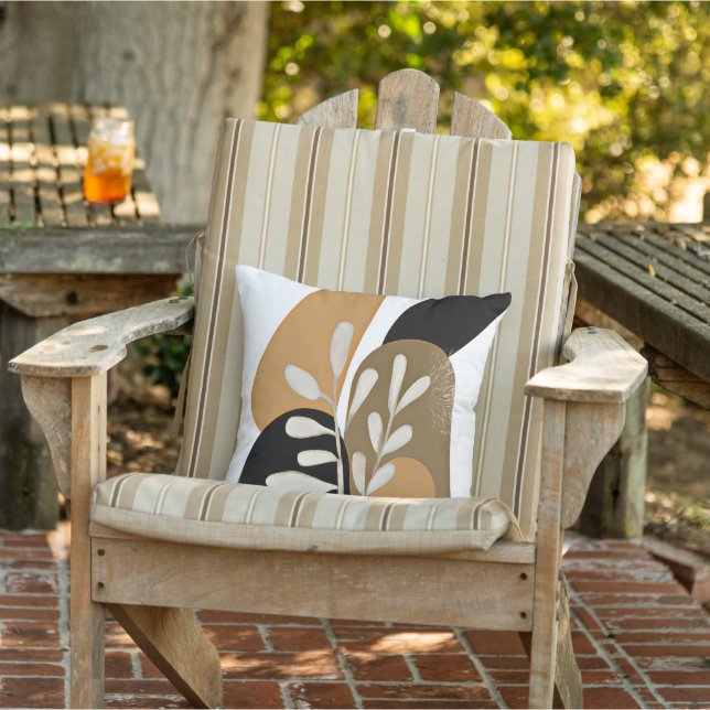 Leaves and stones minimalist art outdoor pillow (Chair)
